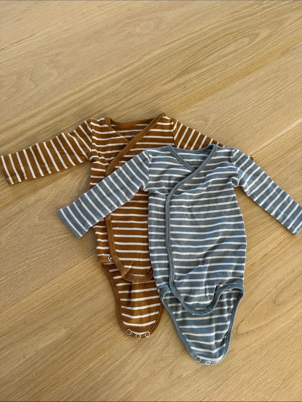 LIEWOOD Scandinavian brand Long-Sleeve Baby One-Piece Bodysuits - Blue & Brown